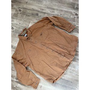 Carhartt Mens Tradesmen Canvas Work Shirt Size 2XL Brown Long Sleeve Button Down